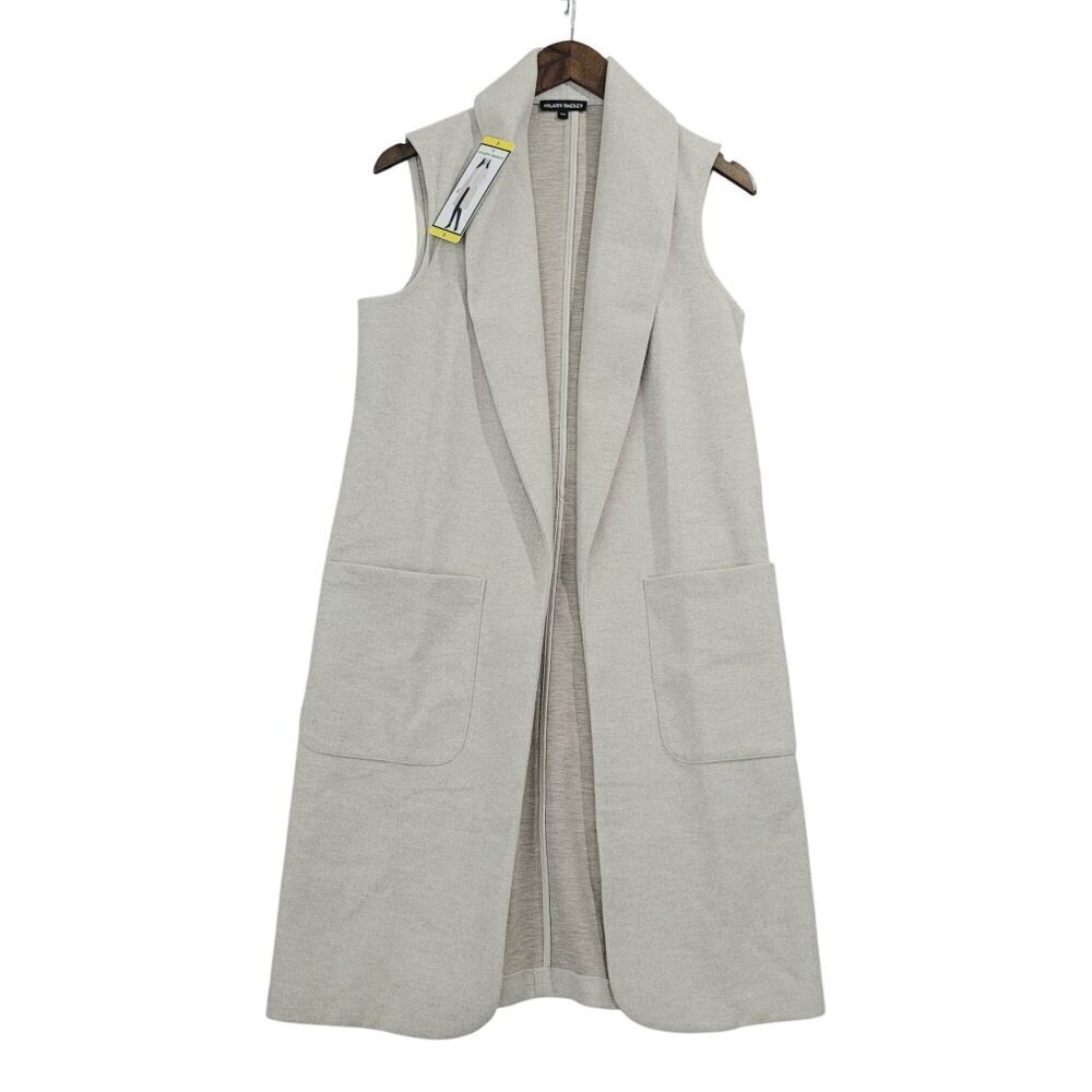 NEW Hilary Radley Womens S Beige Sleeveless Open Front Vest